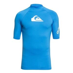 Quicksilver Shirt Mens Large Light Blue SPF 50 Rash Guard ShortSleeve Surf Shirt